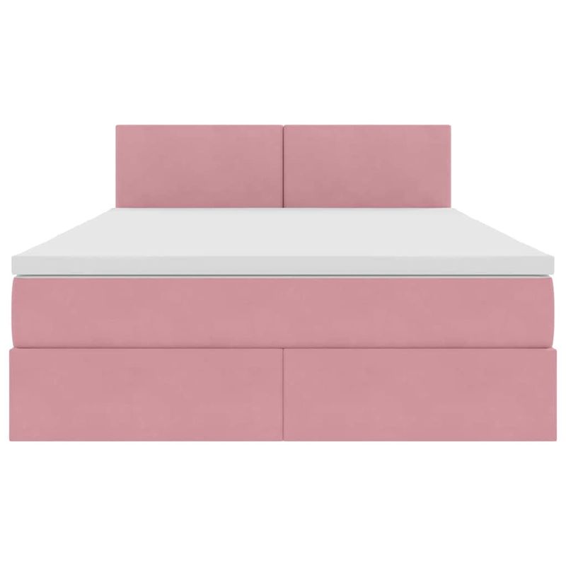 Casa si Gradina - Mobilier - Paturi si accesorii - Paturi - Pat cu storage cu saltea cu headboard Roz 140 x 190 cm Catifea - Infinity.ro