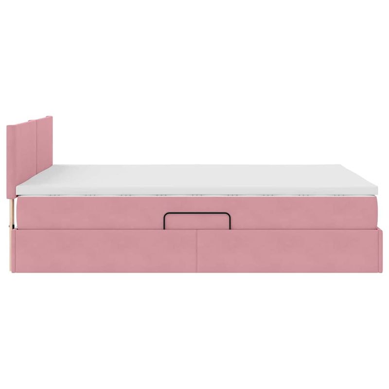 Casa si Gradina - Mobilier - Paturi si accesorii - Paturi - Pat cu storage cu saltea cu headboard Roz 140 x 190 cm Catifea - Infinity.ro