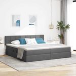 Casa si Gradina - Mobilier - Paturi si accesorii - Paturi - Pat cu saltea si spatiu de depozitare Gri inchis 200 x 200 cm - Infinity.ro