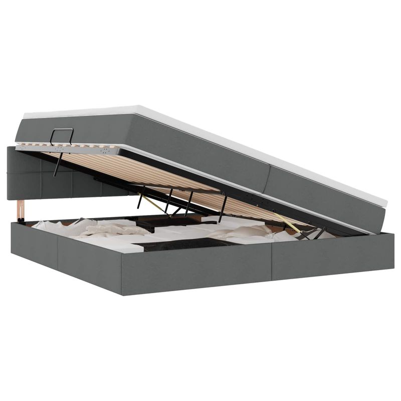 Casa si Gradina - Mobilier - Paturi si accesorii - Paturi - Pat cu saltea si spatiu de depozitare Gri inchis 200 x 200 cm - Infinity.ro