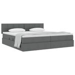 Casa si Gradina - Mobilier - Paturi si accesorii - Paturi - Pat cu saltea si spatiu de depozitare Gri inchis 200 x 200 cm - Infinity.ro