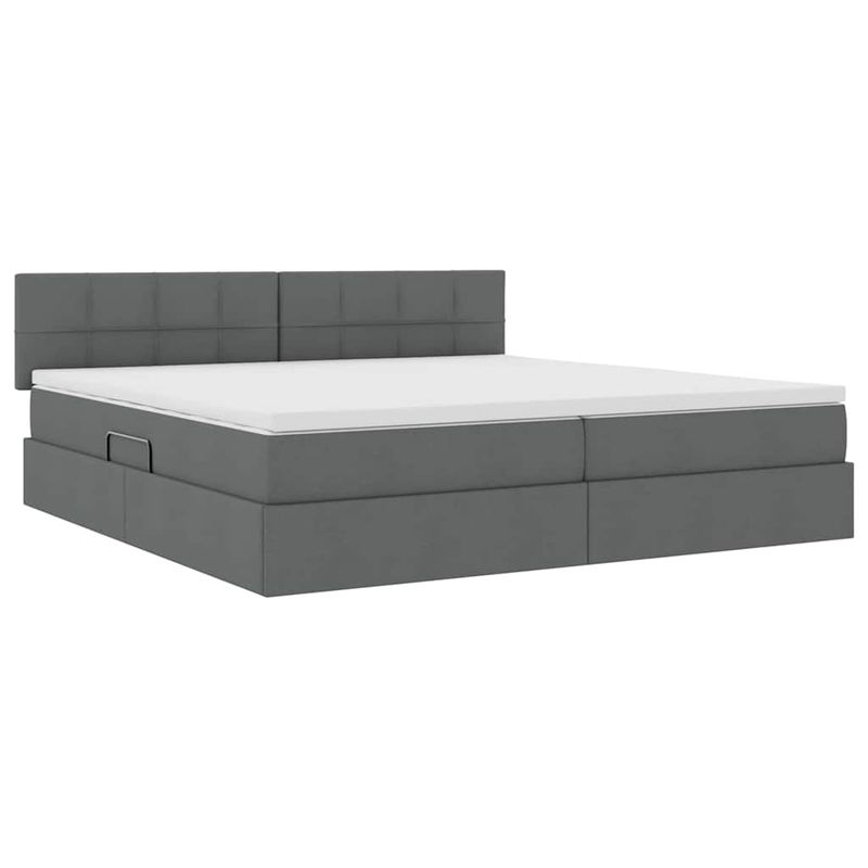 Casa si Gradina - Mobilier - Paturi si accesorii - Paturi - Pat cu saltea si spatiu de depozitare Gri inchis 200 x 200 cm - Infinity.ro