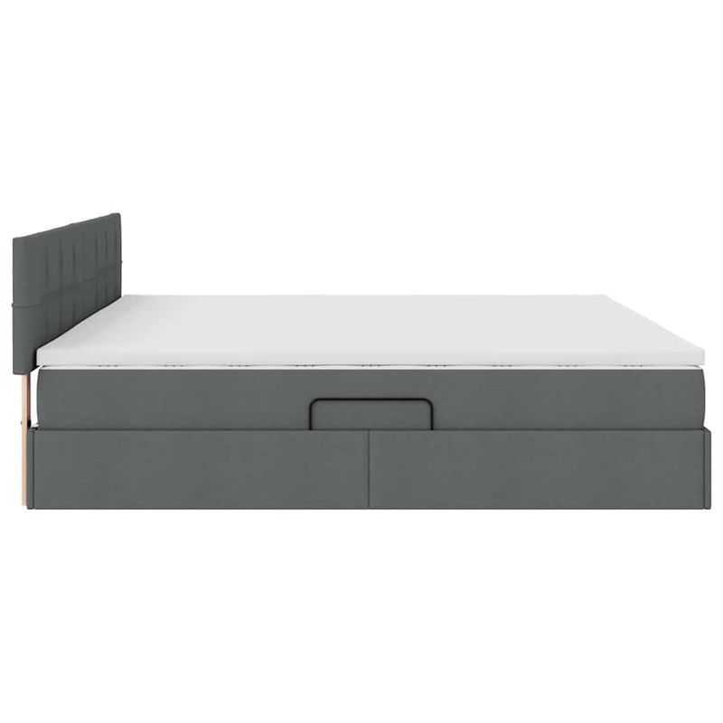 Casa si Gradina - Mobilier - Paturi si accesorii - Paturi - Pat cu saltea si spatiu de depozitare Gri inchis 200 x 200 cm - Infinity.ro