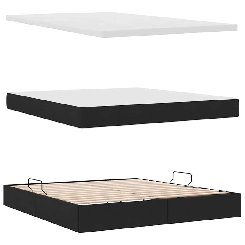 Casa si Gradina - Mobilier - Paturi si accesorii - Paturi - Pat cu saltea si spatiu de depozitare Negru 160 x 200 cm - Infinity.ro