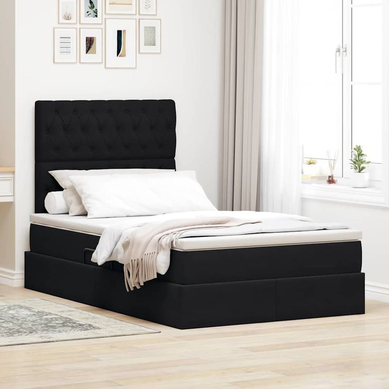 Casa si Gradina - Mobilier - Paturi si accesorii - Paturi - Pat cu saltea si LED cu saltea Negru 120 x 190 cm Catifea - Infinity.ro