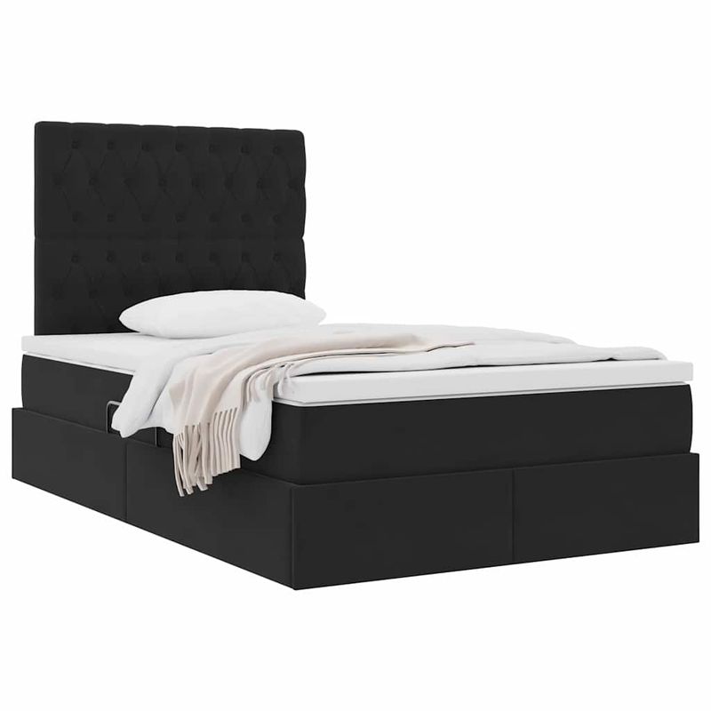 Casa si Gradina - Mobilier - Paturi si accesorii - Paturi - Pat cu saltea si LED cu saltea Negru 120 x 190 cm Catifea - Infinity.ro
