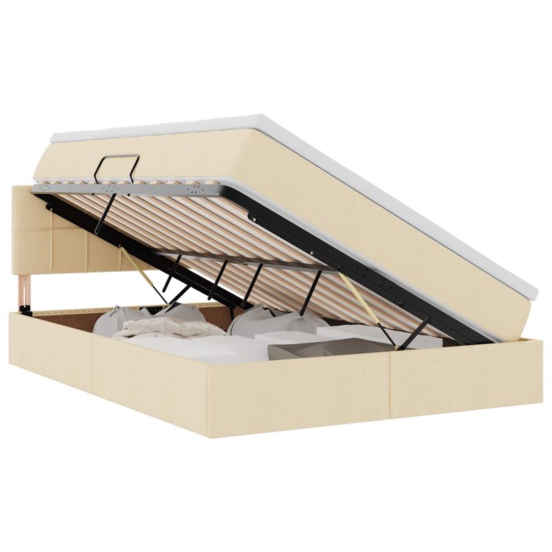 Casa si Gradina - Mobilier - Paturi si accesorii - Paturi - Pat cu saltea si spatiu de depozitare Creme 140 x 190 cm - Infinity.ro
