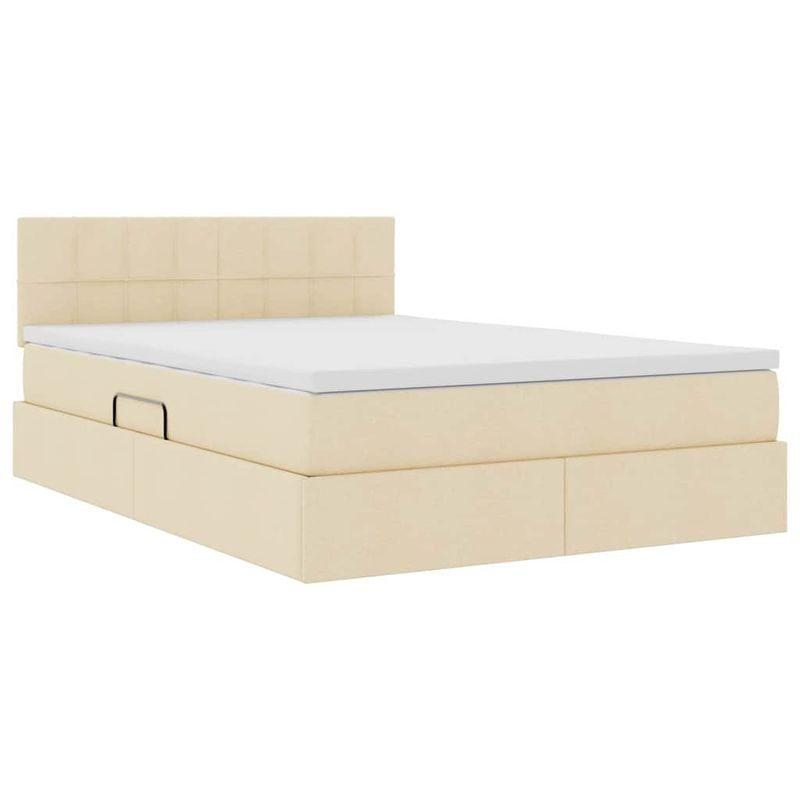 Casa si Gradina - Mobilier - Paturi si accesorii - Paturi - Pat cu saltea si spatiu de depozitare Creme 140 x 190 cm - Infinity.ro