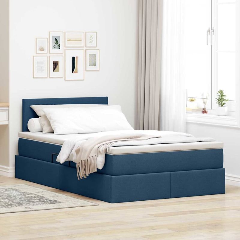 Casa si Gradina - Mobilier - Paturi si accesorii - Paturi - Pat cu saltea si spatiu de depozitare albastru 120 x 200 cm - Infinity.ro