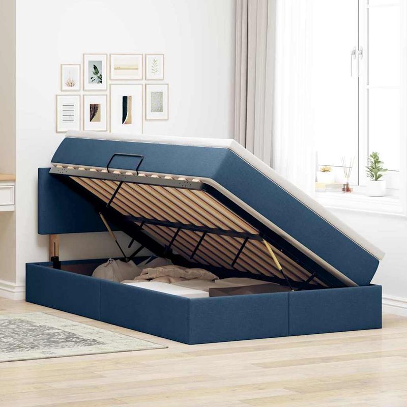 Casa si Gradina - Mobilier - Paturi si accesorii - Paturi - Pat cu saltea si spatiu de depozitare albastru 120 x 200 cm - Infinity.ro
