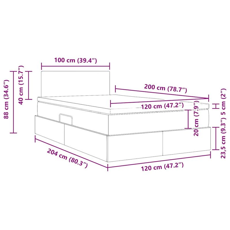 Casa si Gradina - Mobilier - Paturi si accesorii - Paturi - Pat cu saltea si spatiu de depozitare albastru 120 x 200 cm - Infinity.ro