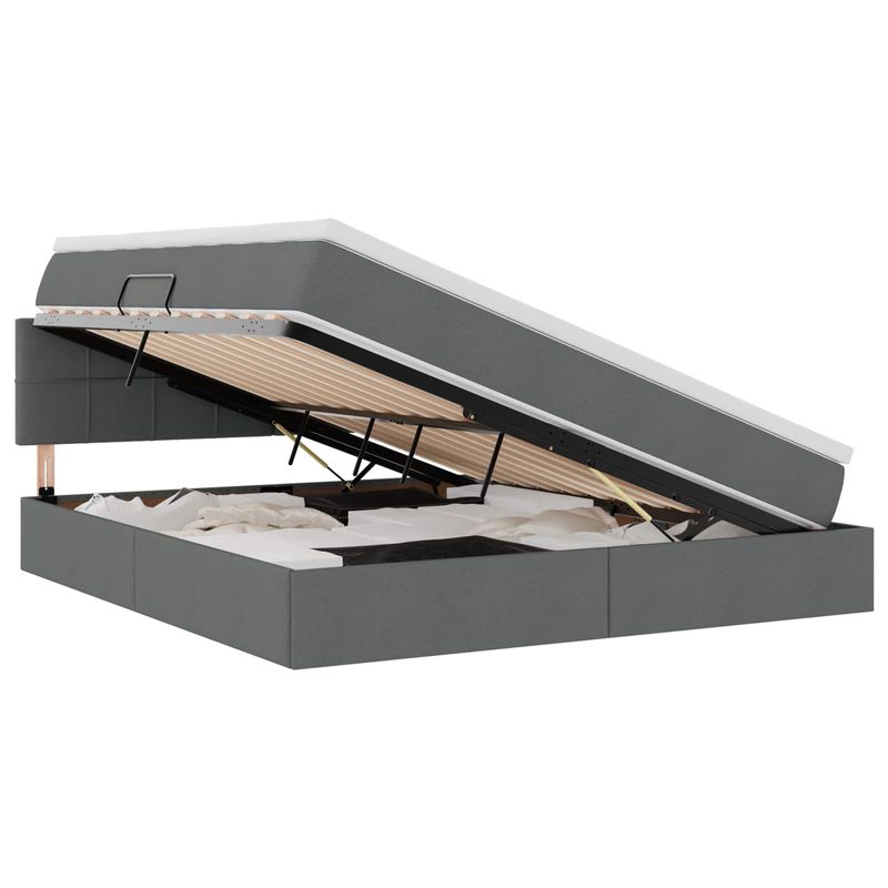 Casa si Gradina - Mobilier - Paturi si accesorii - Paturi - Pat cu saltea si spatiu de depozitare Gri inchis 160 x 200 cm - Infinity.ro