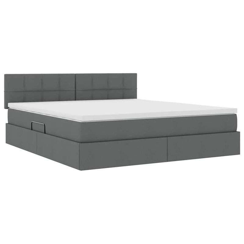 Casa si Gradina - Mobilier - Paturi si accesorii - Paturi - Pat cu saltea si spatiu de depozitare Gri inchis 160 x 200 cm - Infinity.ro