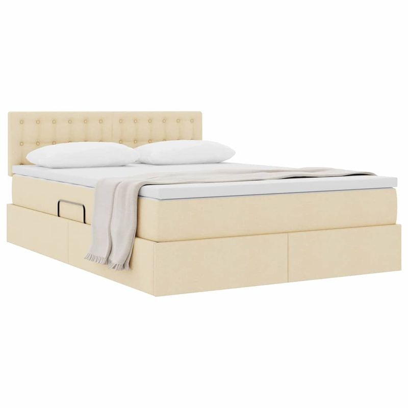 Casa si Gradina - Mobilier - Paturi si accesorii - Paturi - Pat cu saltea si spatiu de depozitare Creme 140 x 200 cm - Infinity.ro