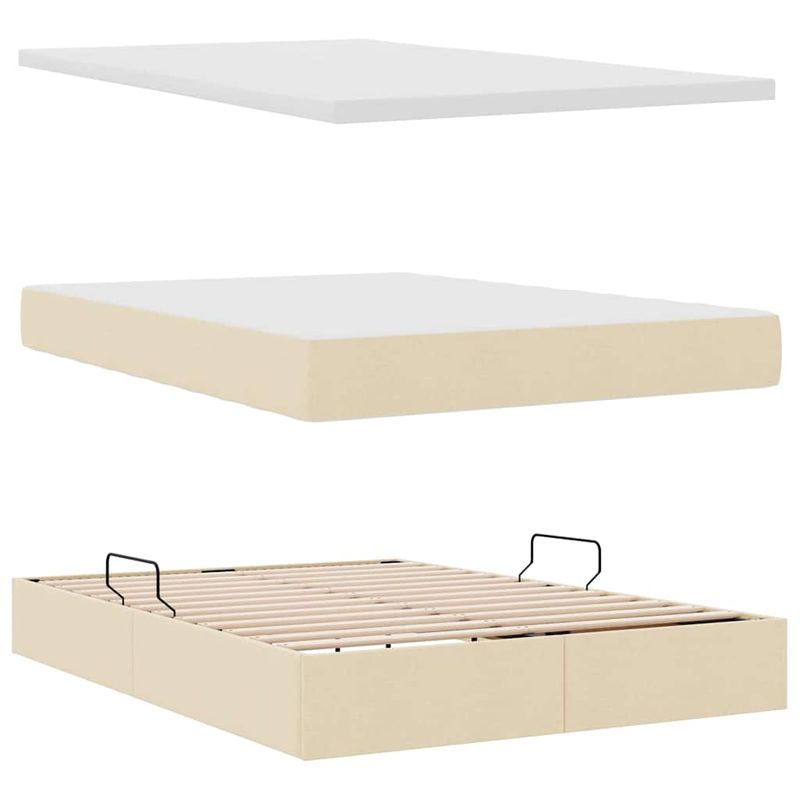 Casa si Gradina - Mobilier - Paturi si accesorii - Paturi - Pat cu saltea si spatiu de depozitare Creme 140 x 200 cm - Infinity.ro