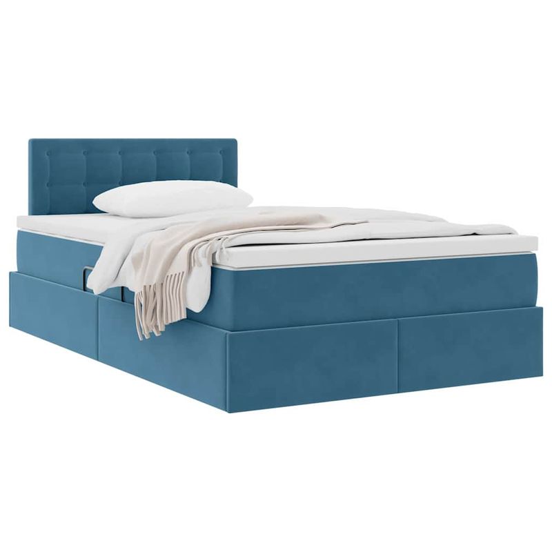 Casa si Gradina - Mobilier - Paturi si accesorii - Paturi - Pat cu storage cu saltea albastru 120 x 190 cm Catifea - Infinity.ro