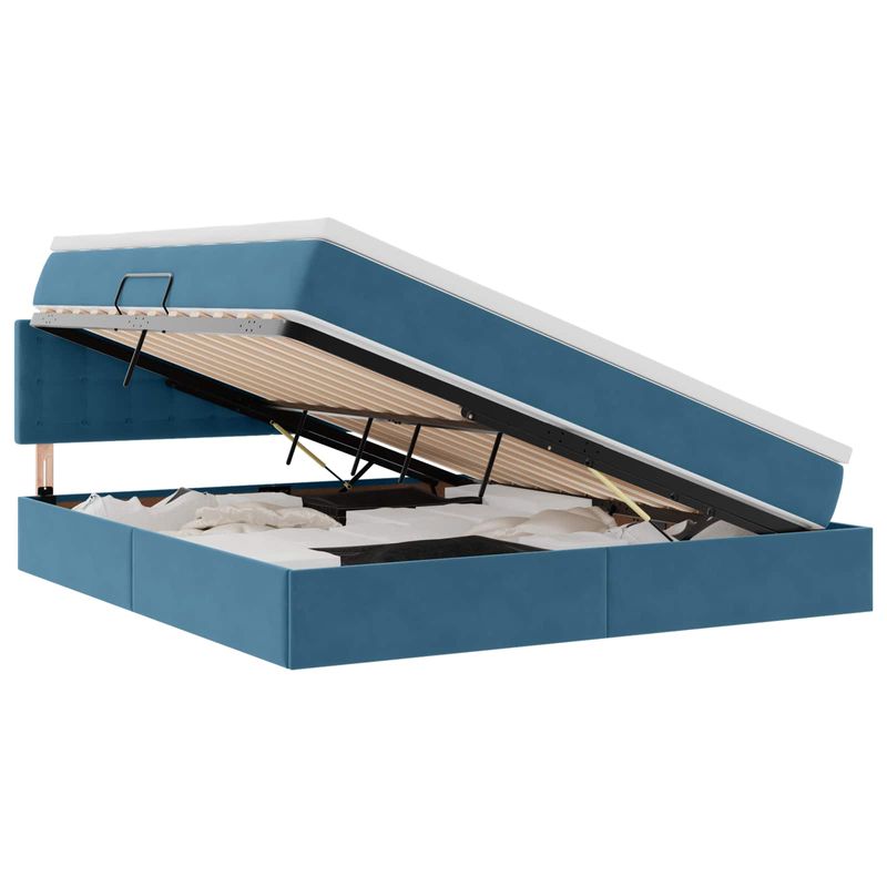 Casa si Gradina - Mobilier - Paturi si accesorii - Paturi - Pat cu storage cu saltea Albastru inchis 160 x 200 cm Catifea - Infinity.ro