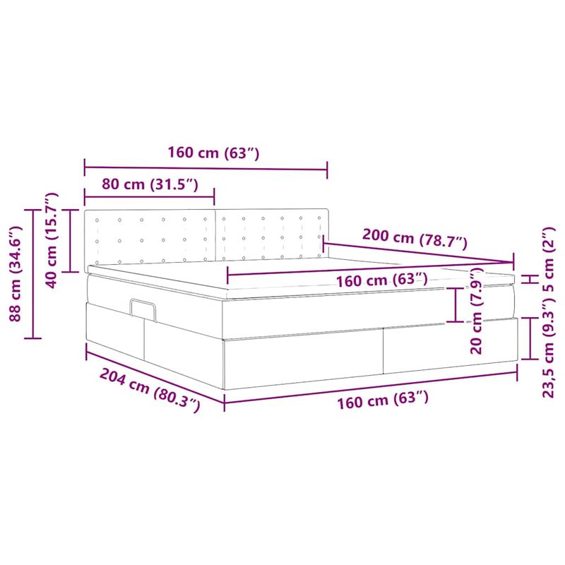 Casa si Gradina - Mobilier - Paturi si accesorii - Paturi - Pat cu storage cu saltea Albastru inchis 160 x 200 cm Catifea - Infinity.ro