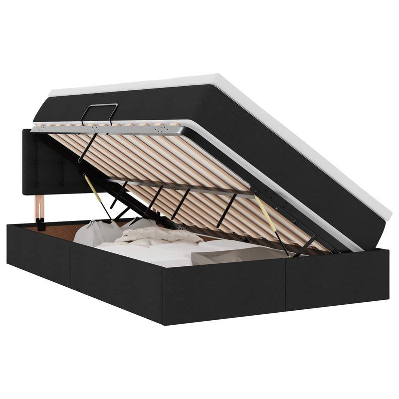 Casa si Gradina - Mobilier - Paturi si accesorii - Paturi - Pat cu saltea si spatiu de depozitare Negru 120 x 190 cm - Infinity.ro