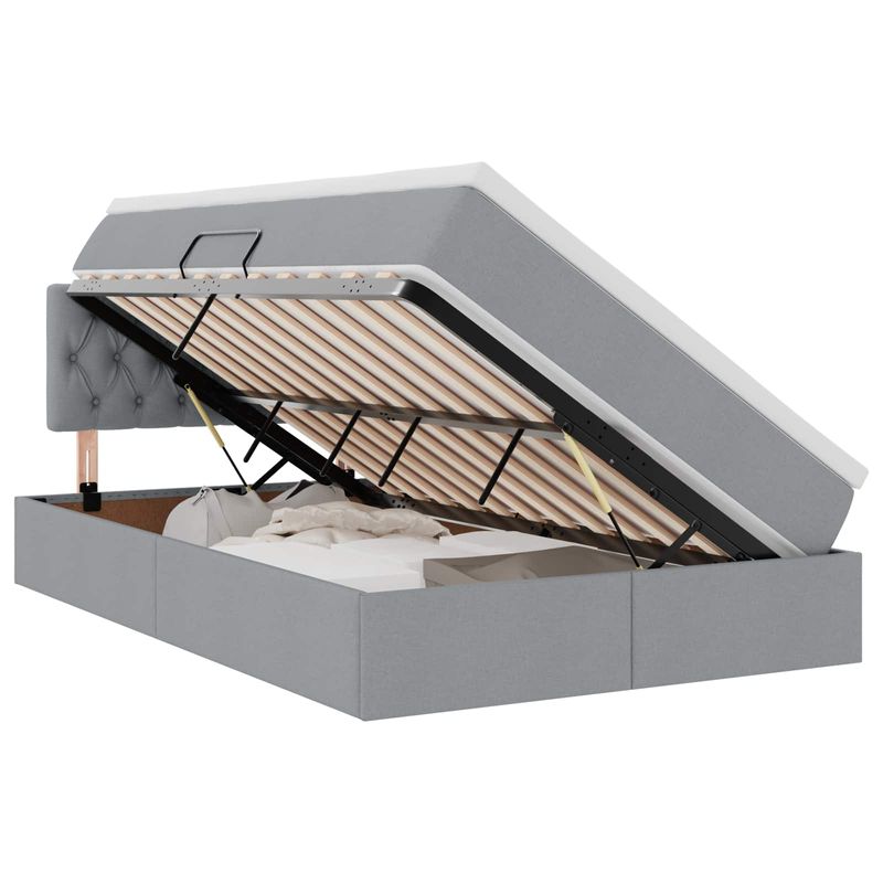 Casa si Gradina - Mobilier - Paturi si accesorii - Paturi - Pat cu saltea si spatiu de depozitare Gri deschis 120 x 190 cm - Infinity.ro