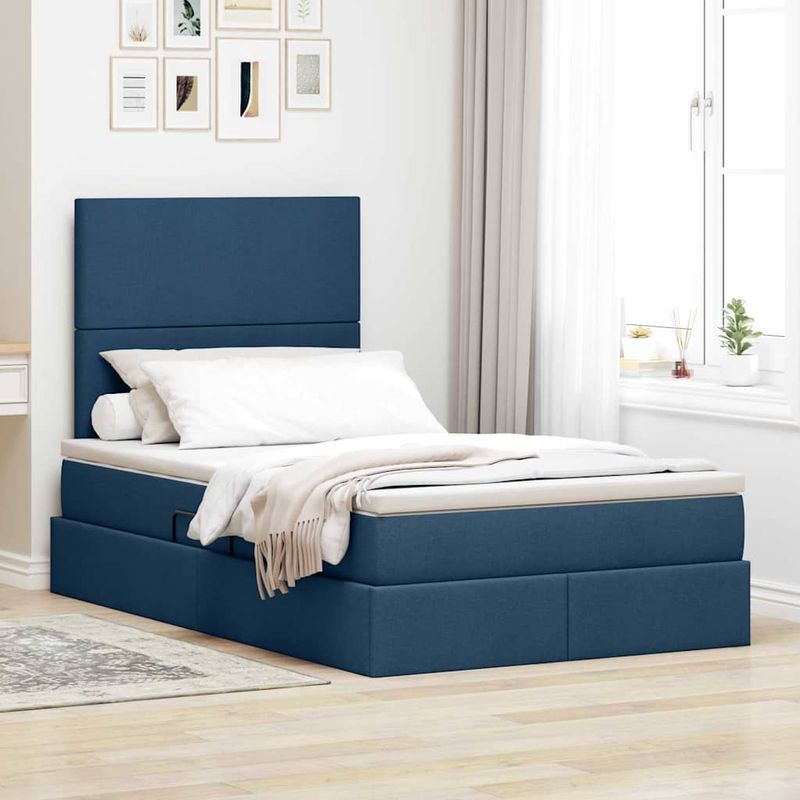 Casa si Gradina - Mobilier - Paturi si accesorii - Paturi - Pat cu storage albastru 120 x 200 cm Piele artificiala - Infinity.ro