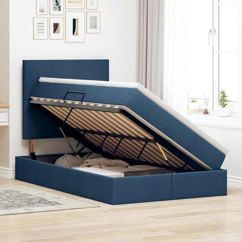 Casa si Gradina - Mobilier - Paturi si accesorii - Paturi - Pat cu storage albastru 120 x 200 cm Piele artificiala - Infinity.ro