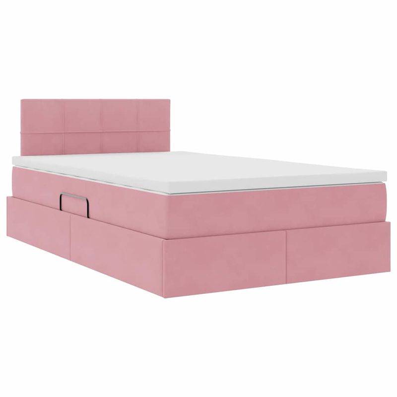 Casa si Gradina - Mobilier - Paturi si accesorii - Paturi - Pat cu storage cu saltea cu headboard Roz 120 x 200 cm Catifea - Infinity.ro