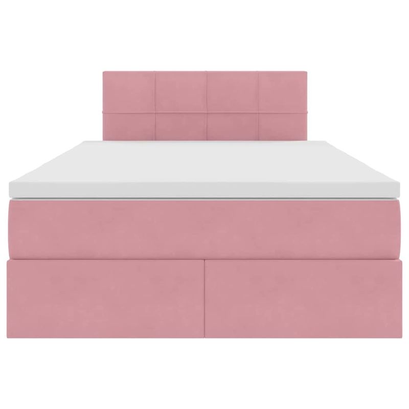 Casa si Gradina - Mobilier - Paturi si accesorii - Paturi - Pat cu storage cu saltea cu headboard Roz 120 x 200 cm Catifea - Infinity.ro