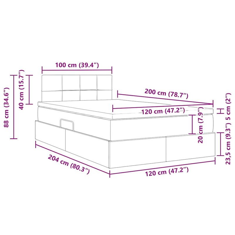 Casa si Gradina - Mobilier - Paturi si accesorii - Paturi - Pat cu storage cu saltea cu headboard Roz 120 x 200 cm Catifea - Infinity.ro