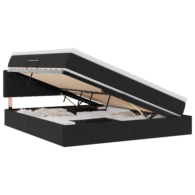 Casa si Gradina - Mobilier - Paturi si accesorii - Paturi - Pat cu storage cu saltea Negru 160 x 200 cm Catifea - Infinity.ro