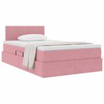 Casa si Gradina - Mobilier - Paturi si accesorii - Paturi - Pat cu storage cu saltea cu headboard Roz 120 x 200 cm Catifea - Infinity.ro