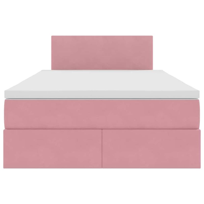Casa si Gradina - Mobilier - Paturi si accesorii - Paturi - Pat cu storage cu saltea cu headboard Roz 120 x 200 cm Catifea - Infinity.ro