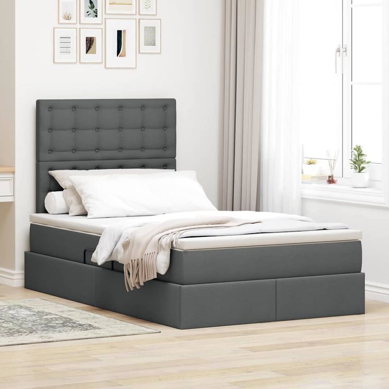 Casa si Gradina - Mobilier - Paturi si accesorii - Paturi - Pat cu storage Gri inchis 120 x 200 cm Piele artificiala - Infinity.ro