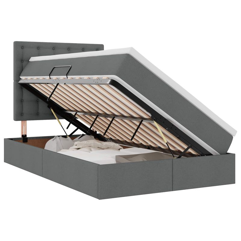 Casa si Gradina - Mobilier - Paturi si accesorii - Paturi - Pat cu storage Gri inchis 120 x 200 cm Piele artificiala - Infinity.ro