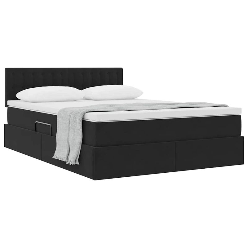 Casa si Gradina - Mobilier - Paturi si accesorii - Paturi - Pat cu storage cu saltea Negru 140 x 190 cm Catifea - Infinity.ro