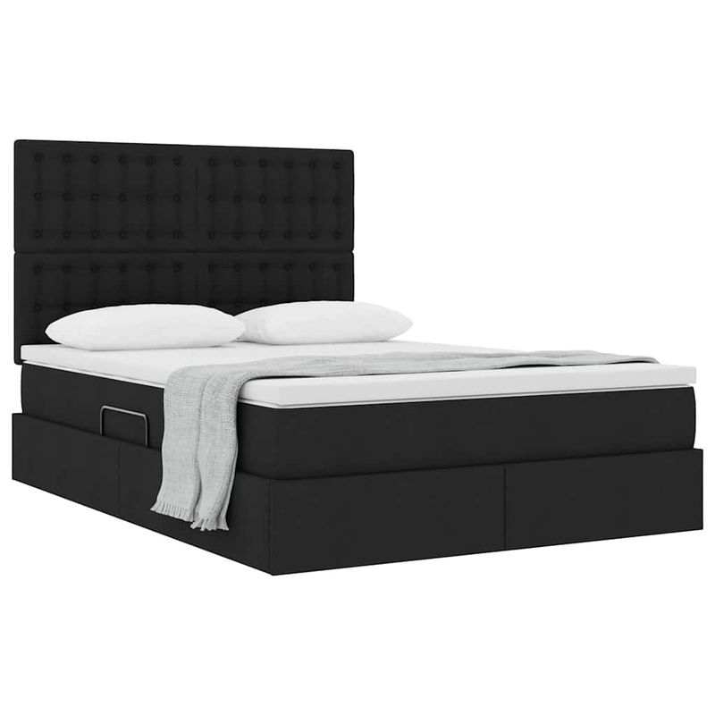 Casa si Gradina - Mobilier - Paturi si accesorii - Paturi - Pat cu storage cu saltea Negru 140 x 200 cm Piele artificiala - Infinity.ro