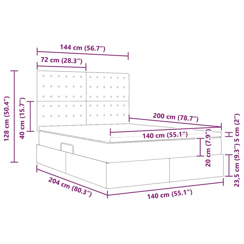 Casa si Gradina - Mobilier - Paturi si accesorii - Paturi - Pat cu storage cu saltea Negru 140 x 200 cm Piele artificiala - Infinity.ro