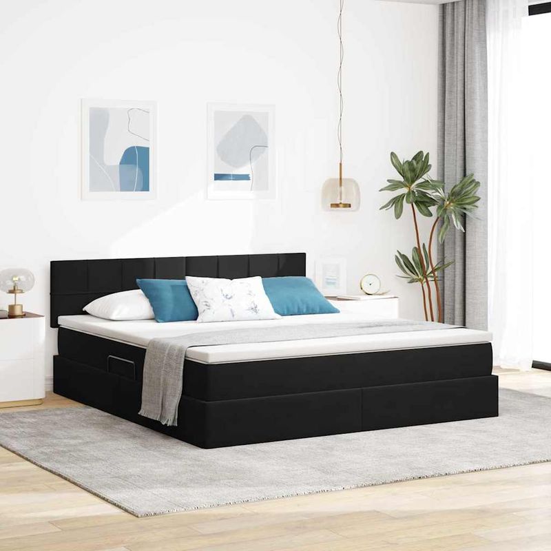 Casa si Gradina - Mobilier - Paturi si accesorii - Paturi - Pat cu storage cu saltea Negru 180 x 200 cm Catifea - Infinity.ro