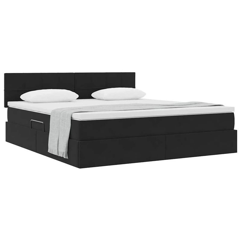 Casa si Gradina - Mobilier - Paturi si accesorii - Paturi - Pat cu storage cu saltea Negru 180 x 200 cm Catifea - Infinity.ro