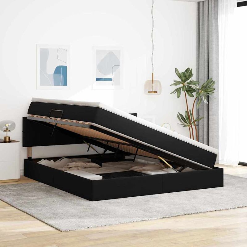 Casa si Gradina - Mobilier - Paturi si accesorii - Paturi - Pat cu storage cu saltea Negru 180 x 200 cm Catifea - Infinity.ro
