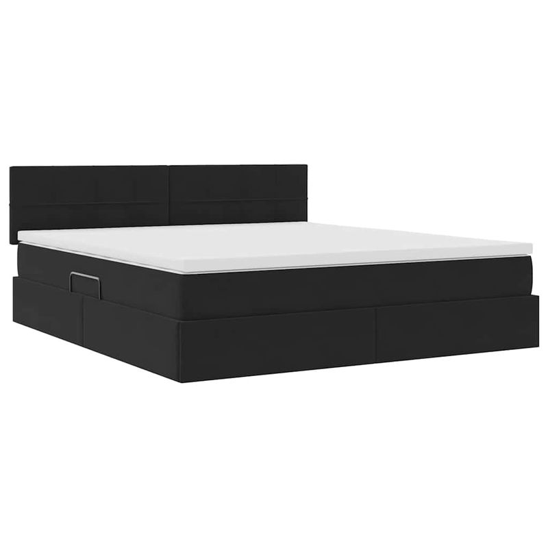 Casa si Gradina - Mobilier - Paturi si accesorii - Paturi - Pat cu storage cu saltea Negru 180 x 200 cm Catifea - Infinity.ro