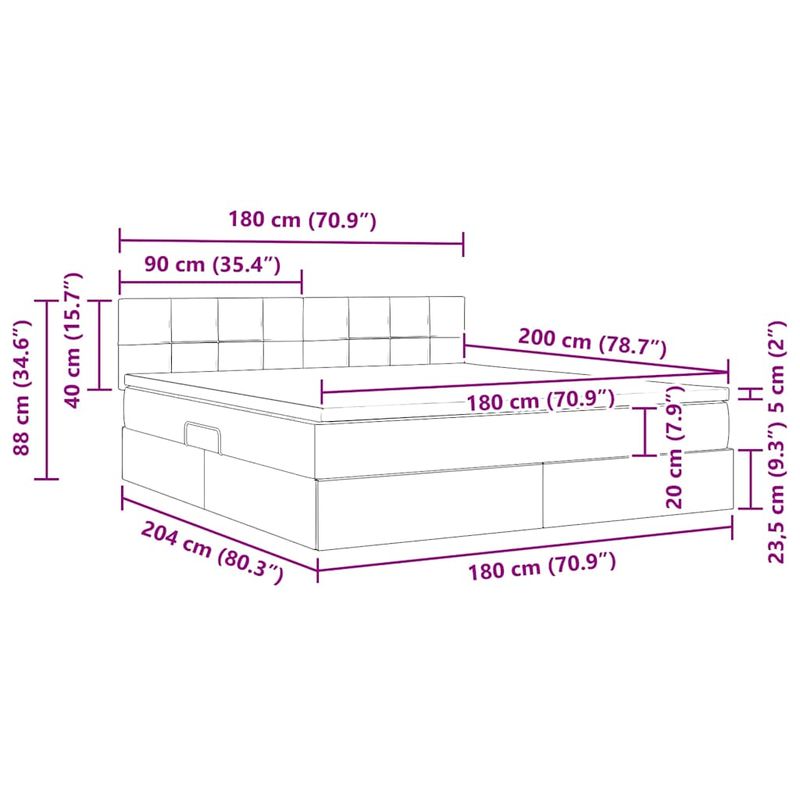 Casa si Gradina - Mobilier - Paturi si accesorii - Paturi - Pat cu storage cu saltea Negru 180 x 200 cm Catifea - Infinity.ro