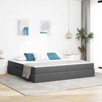 Casa si Gradina - Mobilier - Paturi si accesorii - Paturi - Pat cu saltea si spatiu de depozitare Gri inchis 200 x 200 cm - Infinity.ro