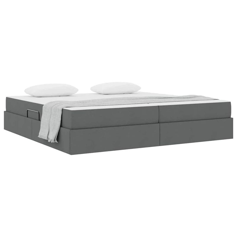 Casa si Gradina - Mobilier - Paturi si accesorii - Paturi - Pat cu saltea si spatiu de depozitare Gri inchis 200 x 200 cm - Infinity.ro