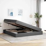 Casa si Gradina - Mobilier - Paturi si accesorii - Paturi - Pat cu saltea si spatiu de depozitare Gri inchis 200 x 200 cm - Infinity.ro