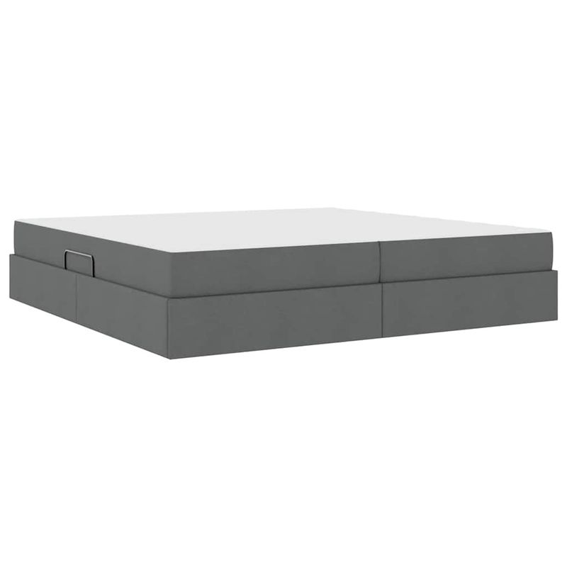 Casa si Gradina - Mobilier - Paturi si accesorii - Paturi - Pat cu saltea si spatiu de depozitare Gri inchis 200 x 200 cm - Infinity.ro