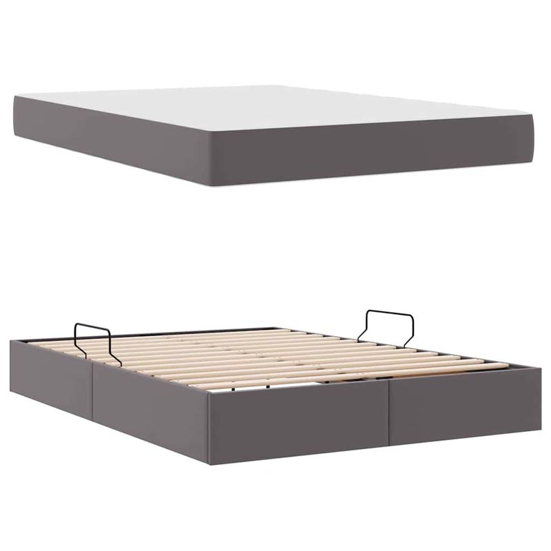 Casa si Gradina - Mobilier - Paturi si accesorii - Paturi - Pat cu saltea si spatiu de depozitare Gri 140 x 200 cm - Infinity.ro