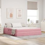 Casa si Gradina - Mobilier - Paturi si accesorii - Paturi - Pat cu saltea si spatiu de depozitare Roz 160 x 200 cm Catifea - Infinity.ro