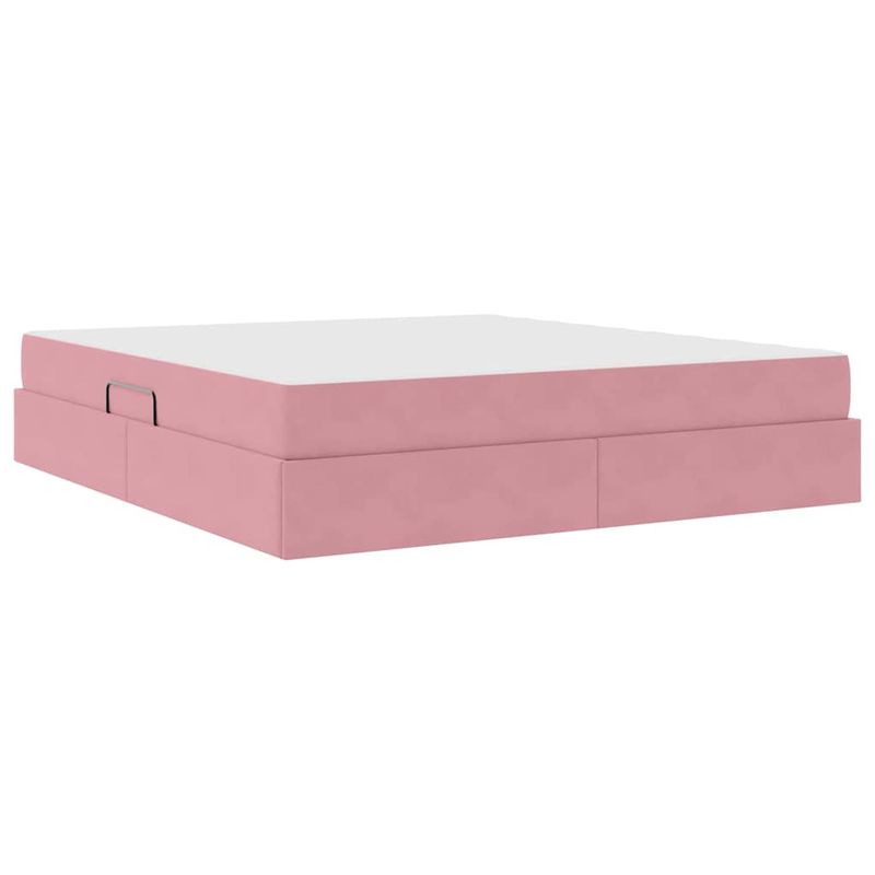 Casa si Gradina - Mobilier - Paturi si accesorii - Paturi - Pat cu saltea si spatiu de depozitare Roz 160 x 200 cm Catifea - Infinity.ro