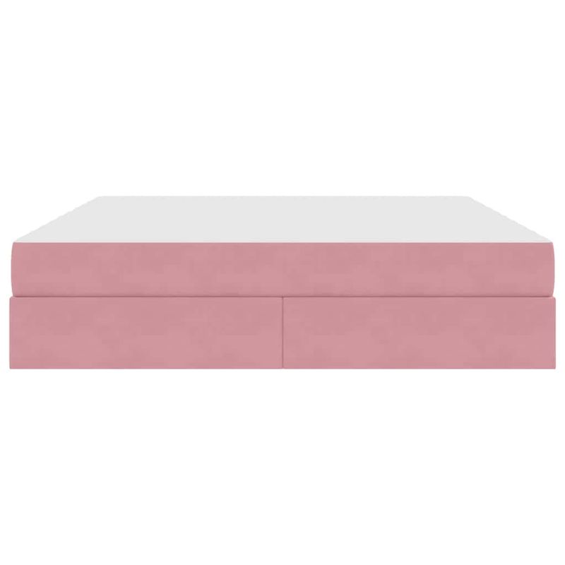 Casa si Gradina - Mobilier - Paturi si accesorii - Paturi - Pat cu saltea si spatiu de depozitare Roz 160 x 200 cm Catifea - Infinity.ro